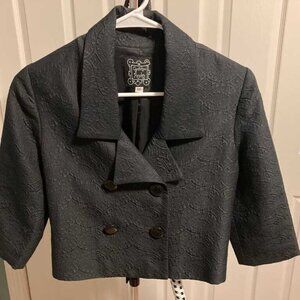 Cynthia Rowley Navy Textured Cropped Jacket XS